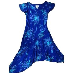 Vtg 90s Floral Asymmetric Hem Dress 6P PS Romantic Garden Party Cottage Core New